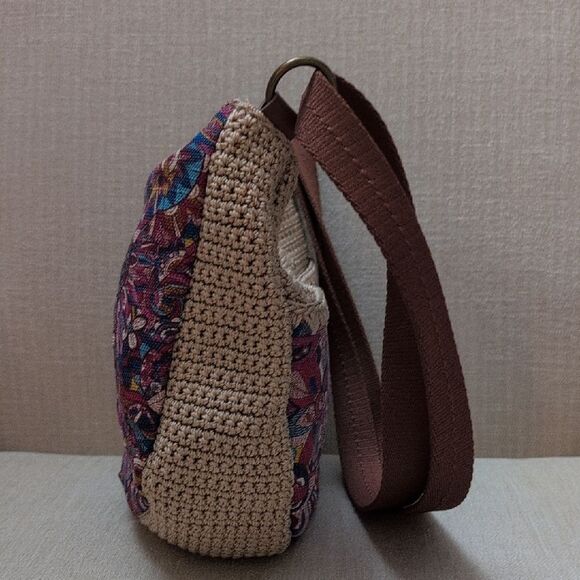 Sakroots Ryder Crochet Canvas Crescent Crossbody Shoulder Bag Boho Scandi Girl - Picture 5 of 13